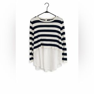 RARE AND SUPER CUTE! EMME MARELLA 🇮🇹Black and White Striped Layered Blouse